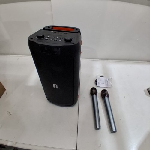 3PC PORTABLE BLUETOOTH KARAOKE MACHINE WITH TWO WIRELESS MICROPHONES - BLACK - (MODEL: K71) image 4