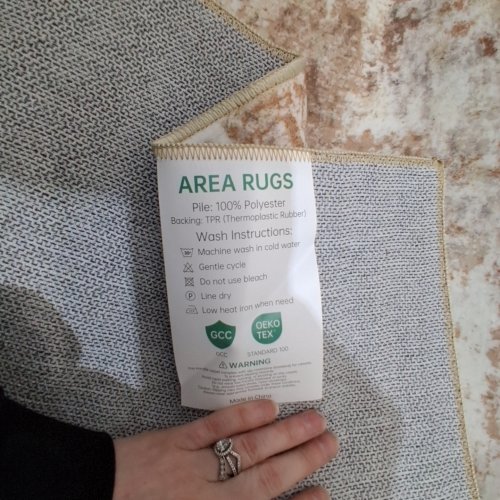 WASHABLE NEUTRAL MODERN ABSTRACT AREA RUG - 2FT X 3FT -BEIGE BROWN image 2