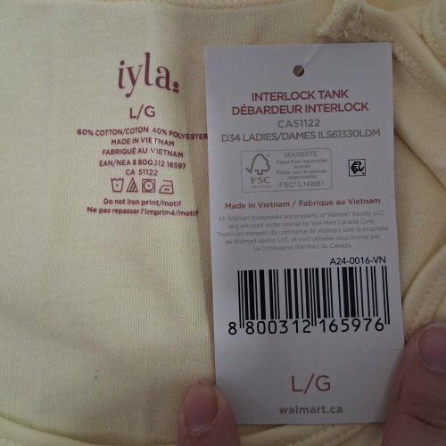 WOMEN'S IYLA INTERLOCK TANK TOP - LARGE - PALE YELLOW (ITEM: CA51122) image 3