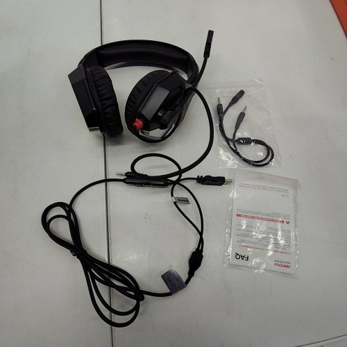 MPOW EG10 WIRED GAMING HEADSET WITH SURROUND SOUND - IN-LINE VOLUME & MIC CONTROL - LIGHT UP - BLACK/RED (MODEL: MPBH414AR) image 2
