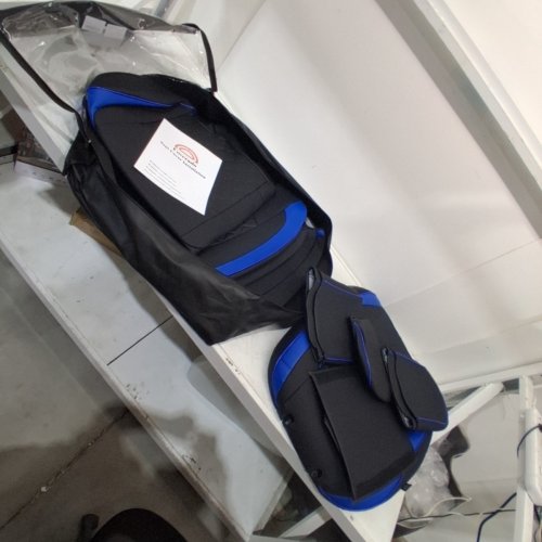 COVERADO SEAT COVER 4-DOOR FULL SET FOR 2019 TO 2023 JEEP WRANGLER - BLACK AND BLUE (MODEL: SCSF05) image 4