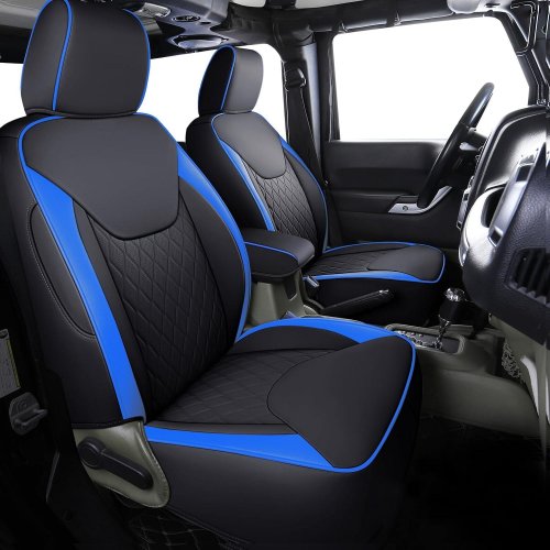 COVERADO SEAT COVER 4-DOOR FULL SET FOR 2019 TO 2023 JEEP WRANGLER - BLACK AND BLUE (MODEL: SCSF05) image 2