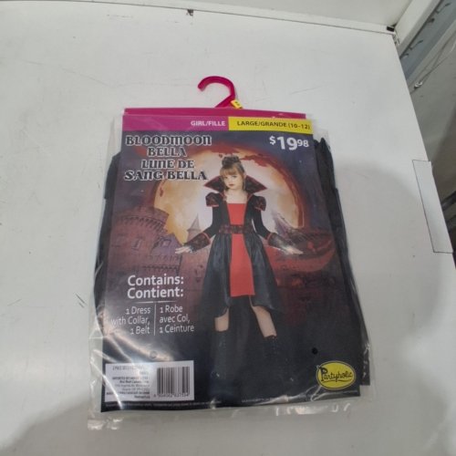 2PC GIRL'S PARTYHOLICS BLOODMOON BELLA COSTUME - LARGE (10-12) - BLACK / RED (STYLE: 14882 L) image 2