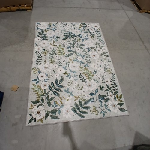 LARGE FLORAL AREA RUG - 5FT X 7FT - IVORY MULTICOLOR image 2