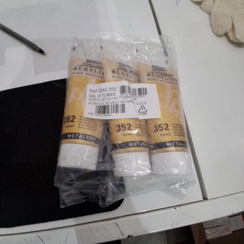 3PK PEBEO STUDIO ACRYLICS HIGH VISCOSITY METALLIC GOLD ACRYLIC PAINT - 100 ML EACH - GOLD (ITEM: 832-352) image 2
