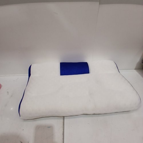 CERVICAL SUPPORT MEMORY FOAM NECK PILLOW - 23" X 15" - WHITE AND BLUE image 3