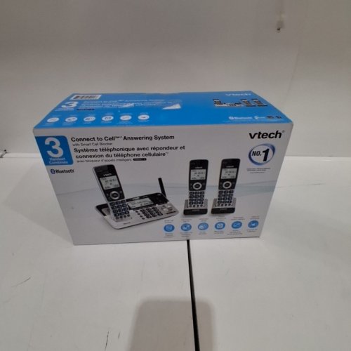 V-TECH 3-HANDSET PHONE SYSTEM WITH CONNECT TO CELL - BLACK & SILVER (MODEL: 1746198) image 5
