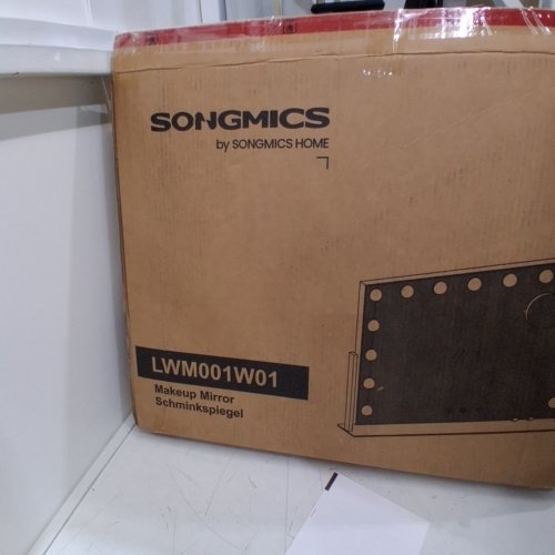 SONGMICS MAKEUP MIRROR WITH LIGHTS AND CHARGING PORTS - 22" X 18" - WHITE (MODEL: LWM001W01) image 3