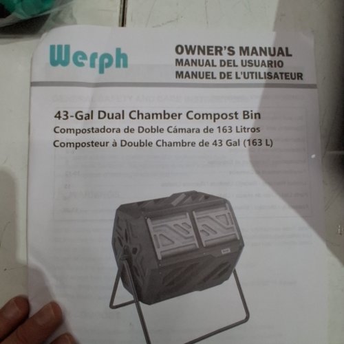 WERPH DUAL ROTATING CHAMBER TUMBLING COMPOST BIN - 43 GAL - BLACK/PURPLE (MODEL: CT4305L) image 2