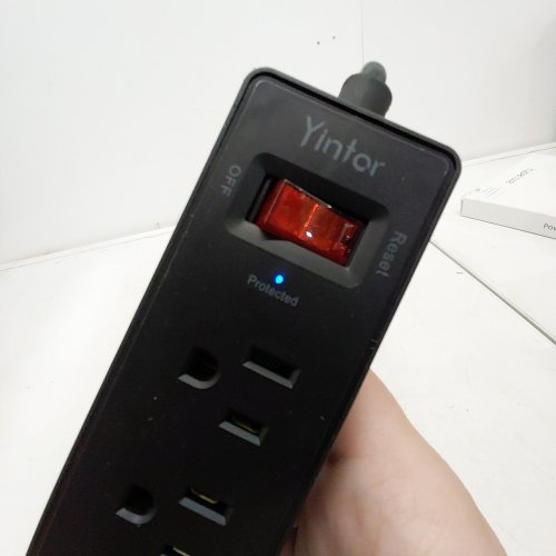 YINTAR POWER BAR EXTENSION CORD WITH 6 AC OUTLETS AND 3 USB PORTS (1 USB C) - 6FT - BLACK (MODEL:PW-919) image 2