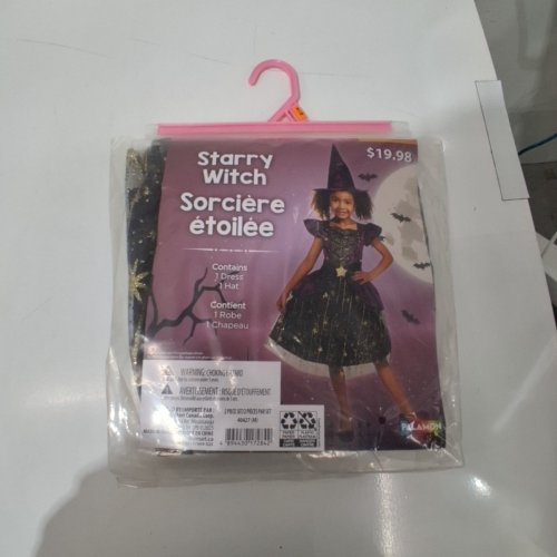 2PC GIRLS STARRY WITCH COSTUME - MEDIUM (8-10) - BLACK/PURPLE/GOLD (STYLE: 40427) image 2