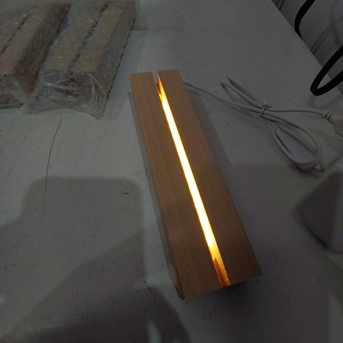 5PK WOODEN LED ACRYLIC PLATE/RESIN/GLASS LIGHT BASE - NATURAL WOOD image 2