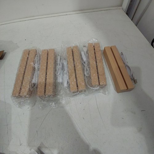 5PK WOODEN LED ACRYLIC PLATE/RESIN/GLASS LIGHT BASE - NATURAL WOOD image 3