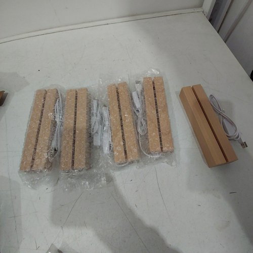 5PK WOODEN LED ACRYLIC PLATE/RESIN/GLASS LIGHT BASE - NATURAL WOOD image 4