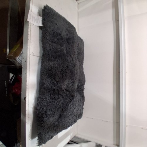 EHEYCIGA FLUFFY EXTRA LARGE PLUSH FAUX FUR NON SLIP DOG CRATE BED, CALMING ANTI-ANXIETY RECTANGULAR PET BED - 30" X 40" - GREY image 2