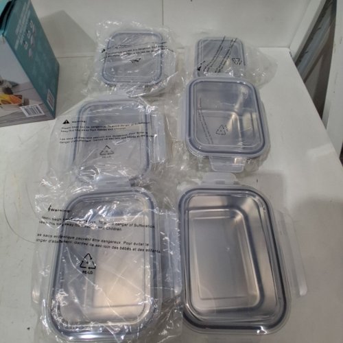 12PC NEOFLAM STAINLESS STEEL CONTAINERS WITH LIDS - MULTIPLE SIZES - SILVER (MODEL: 8523323) image 2