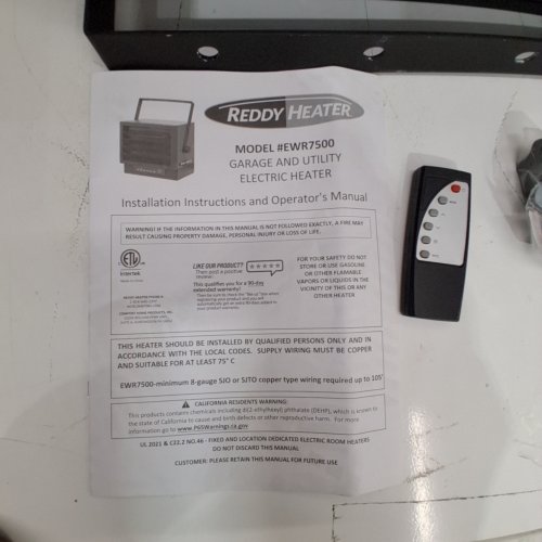REDDY HEATER ELECTRIC WORKSPACE GARAGE AND UTILITY HEATER - 7500W, 240 V, 32 AMP-BLACK AND RED - (MODEL: EWR7500) image 2