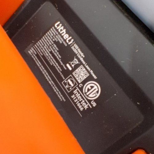 LITHELI U20 HANDY+ LIGHT WEIGHT CORDLESS 16" LAWN MOWER - 2 X 20 V BATTERY - 7.9 GAL GRASS BAG - BLACK/GREY/ORANGE (MODEL: EGT010172) image 4