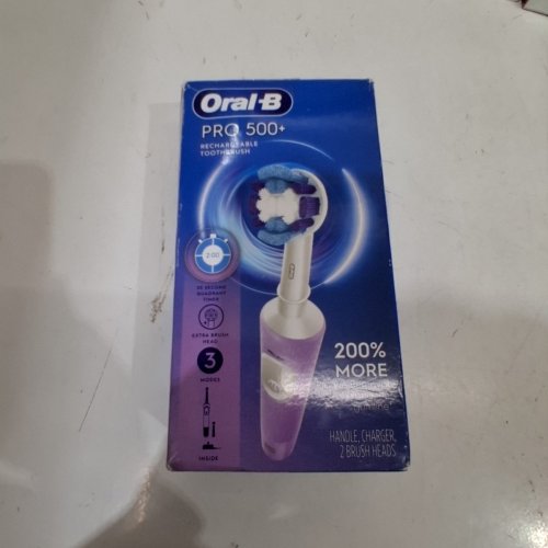 ORAL-B PRO 500+ RECHARGEABLE TOOTHBRUSH WITH CROSS-ACTION BRUSH HEADS - LILAC image 3