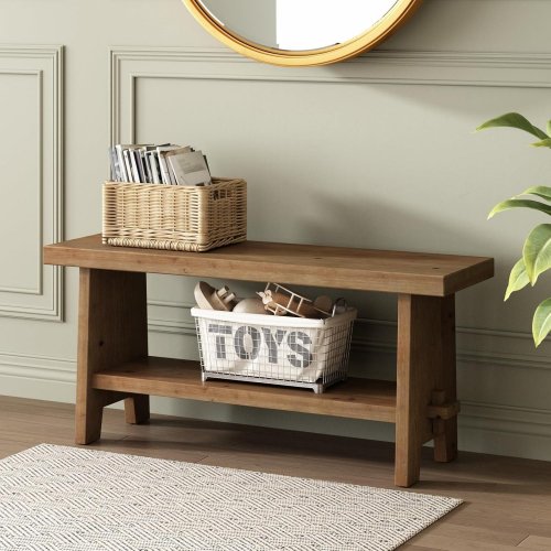 HOKYHOKY SOLID WOOD ENTRYWAY TABLE 39.4" - BROWN (MODEL: PDXD9066) image 2