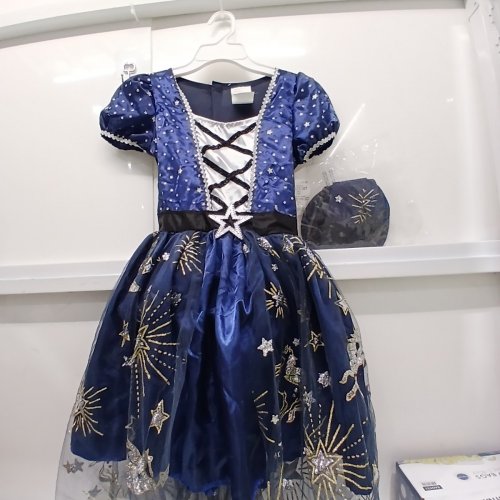 2PC GIRLS PALAMON MIDNIGHT WITCH COSTUME WITH HAT - LARGE 10/12 - BLUE/SILVER/GOLD image 2