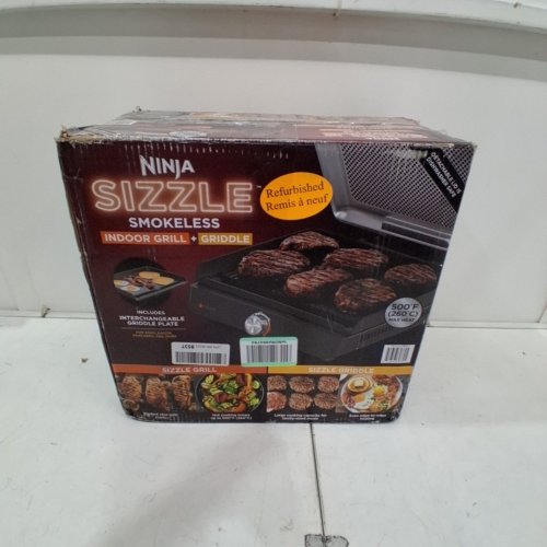 NINJA SIZZLE SMOKELESS INDOOR GRILL & GRIDDLE - 500F MAX HEAT - 14" - GREY/SILVER (MODEL: GR101) image 5