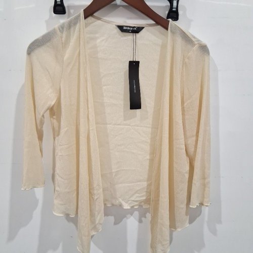 WOMEN'S ALLEGRA K SPARKLY OPEN FRONT CARDIGAN - EXTRA SMALL - IVORY image 2