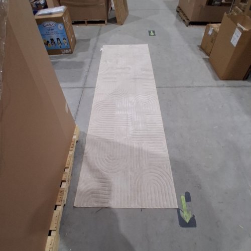 WASHABLE MODERN GEOMETIC RUNNER RUG WITH NON-SLIP BACKING - 3FT X 10FT - BEIGE image 2