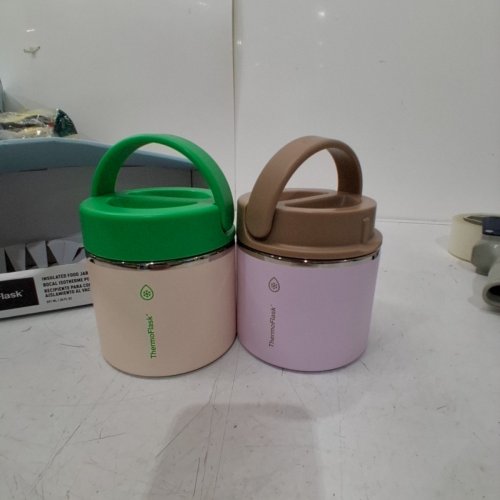 2PK THERMOFLASK INSULATED FOOD JARS - 20OZ - GREEN/TAN & BROWN/PINK (MODEL: 1759351) image 2