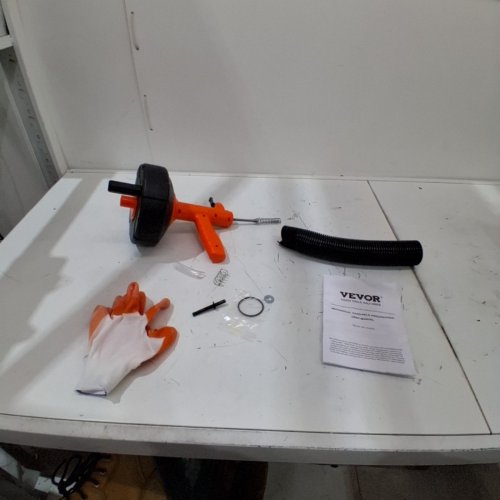 VEVOR MANUAL DRAIN AUGER HEAVY DUTY FLEXIBLE DRAIN SNAKE WITH DRILL ADAPTER - 25FT X 1/4" - ORANGE/BLACK (MODEL: RC-2005Q) image 2