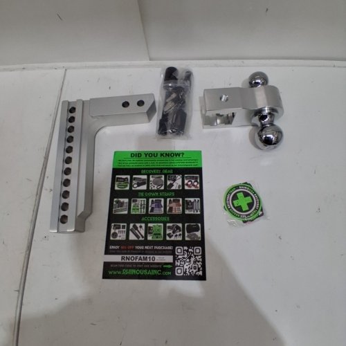 RHINO USA ADJUSTABLE DROP HITCH - 2" RECEIVER - 10" DROP - SILVER (MODEL: RG-HTDROP210-SVR) image 2
