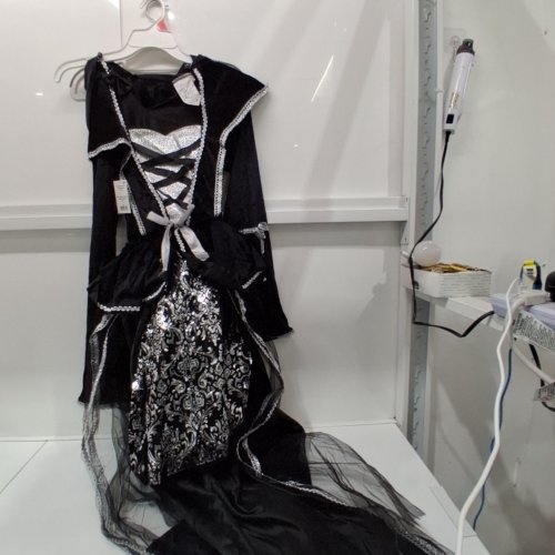 WOMEN'S PARTYHOLIC GOTHIC ENCHANTRESS COSTUME DRESS - MEDIUM - BLACK/SILVER (ITEM: 14777M) image 2