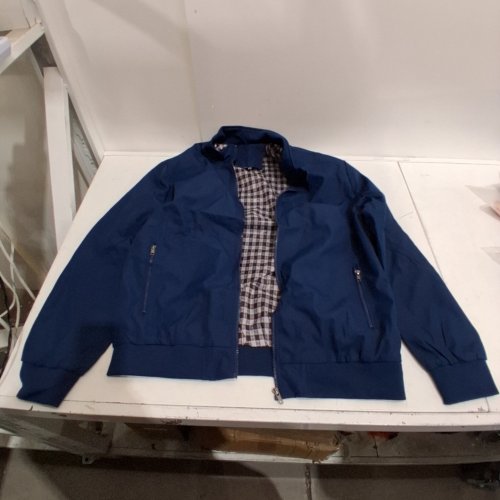 MENS LIGHTWEIGHT COLLAR FLANNEL JACKET WINDBREAKER - BLUE - XXL image 2