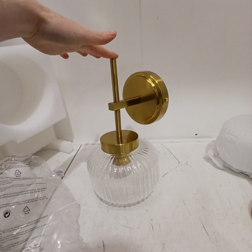 2PK HONGREN GLASS WALL SCONCES - UP/DOWN ADJUSTABLE - GOLD (ITEM: SY5076) image 3