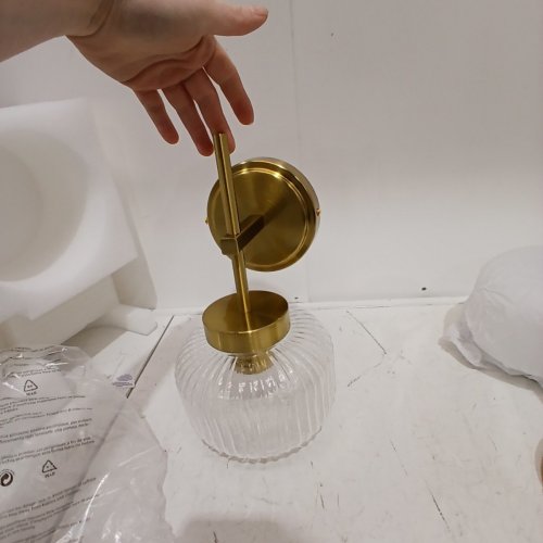 2PK HONGREN GLASS WALL SCONCES - UP/DOWN ADJUSTABLE - GOLD (ITEM: SY5076) image 4