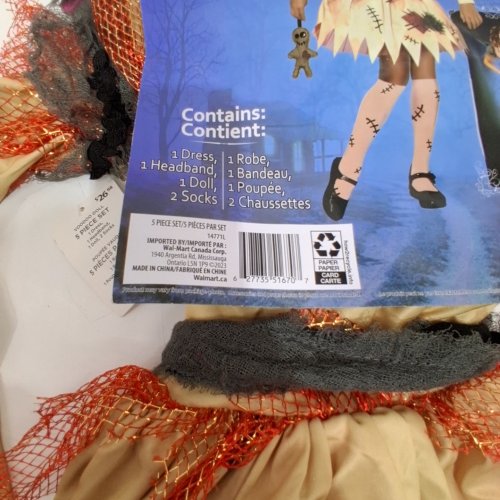 5PC GIRLS PARTYHOLIC VOODOO DOLL COSTUME SET - LARGE 10-12 - TAN image 2