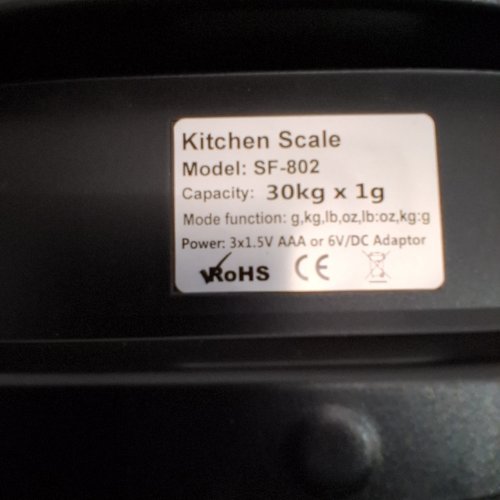JAQAZNBV KITCHEN SCALE - BLACK/SILVER (MODEL: SF-802) image 2