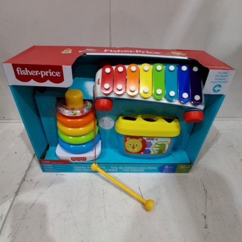 FISHER-PRICE CLASSIC INFANT TRIO, BABY TOYS WITH STACKING, SORTING AND MUSICAL PLAY, MULTICOLOUR - 6-18+ MONTHS - (MODEL: FWP36) image 2