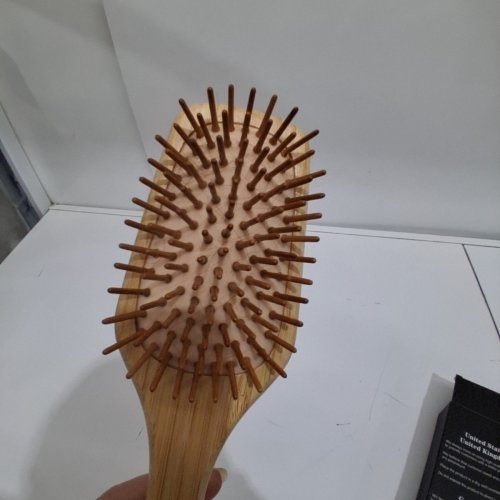BFWOOD BAMBOO PADDLE HAIRBRUSH WITH BAMBOO BRISTLES - NATURAL WOOD image 3