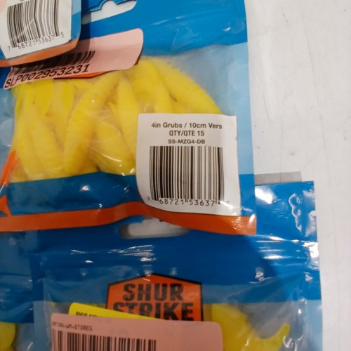 5 (15PK) SHUR STRIKE SOFT PLASTIC GRUB FISHING LURES - 4" - YELLOW - 75 TOTAL (MODEL: SS-MZG4-DB) image 3