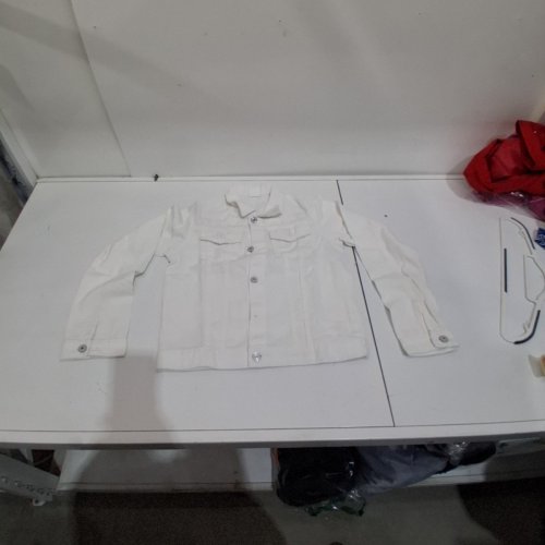 WOMEN'S CROP DENIM JACKET - SMALL - WHITE image 2