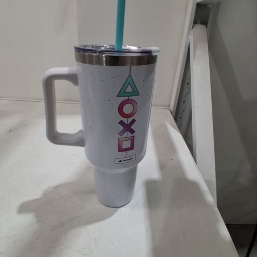 SONY PLAYSTATION CLASSIC ICONS WATER BOTTLE TUMBLER - 40OZ - WHITE/BLACK image 2