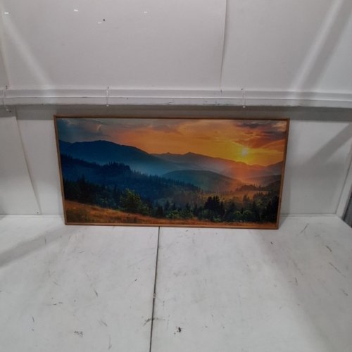 FRAMED LANDSCAPE WALL ART - 40" X 20" - MULTICOLOR WITH BROWN FRAME image 2