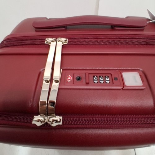ISLAND ELEPHANT EXPANDABLE CARRY-ON LUGGAGE AIRLINE APPROVED WITH FRONT POCKET, CUP HOLDER, USB CHARGE, SIDE POTHOOK, 360°SPINNER WHEELS, TSA LOCK & 100% PC UNBREAKABLE - 20" - RED (MODEL: E701) image 5