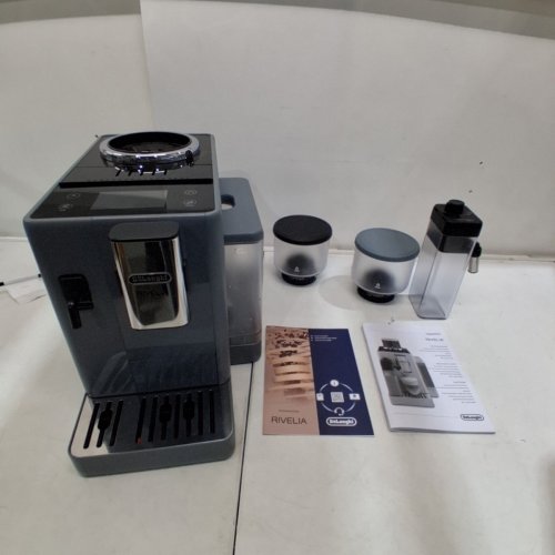 DE'LONGHI RIVELIA AUTOMATIC ESPRESSO MACHINE WITH GRINDER & MILK FROTHER ALL-IN-ONE COFFEE MAKER, HOT & ICED LATTE - 47 OZ - PEBBLE GREY (MODEL:EXAM44055G) image 12