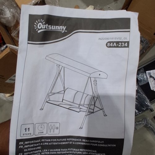 OUTSUNNY 3-SEATER PATIO SWING CHAIR COVERED - 68.9"X 46.5"X 62.6" - BLACK (MODEL: 84A-234BK) image 5