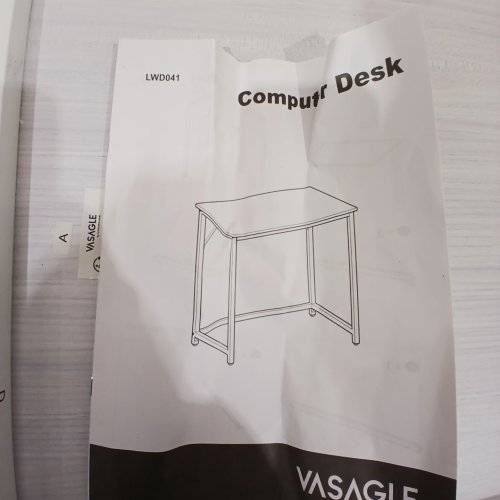 VASAGLE COMPUTER DESK FOR HOME/OFFICE/LIVINGROOM - 19.7" X 39.4" X 29.9" - WHITE/GREY (MODEL: LWD041W44V1) image 2