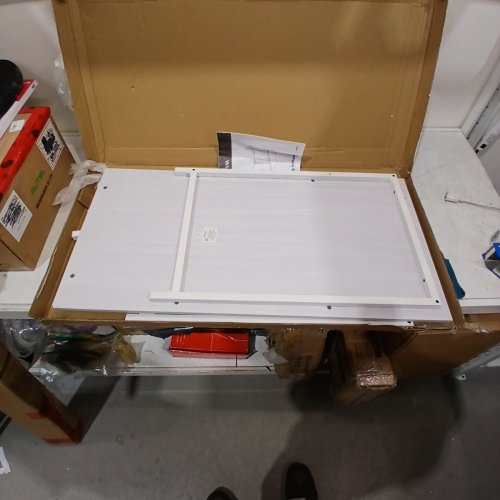 VASAGLE COMPUTER DESK FOR HOME/OFFICE/LIVINGROOM - 19.7" X 39.4" X 29.9" - WHITE/GREY (MODEL: LWD041W44V1) image 3