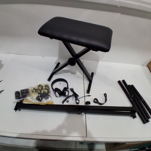 ROCKJAM KEYBOARD STAND AND BENCH SET WITH HEADPHONES- BLACK image 2
