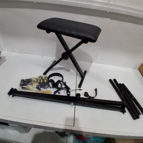 ROCKJAM KEYBOARD STAND AND BENCH SET WITH HEADPHONES- BLACK image 3